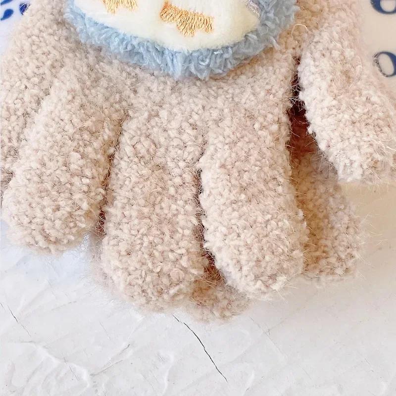 1 пара перчаток для детей, осенне-зимние, корейские модные, милые перчатки с мультяшными животными для детей, пушистые, утолщенные, теплые, для отдыха на открытом воздухе