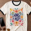 Chinga La Migra Ringer T-Shirt, Anti ICE Abolish Protect Immigrants Anti Trump Activist Human Rights Folk Art Tee