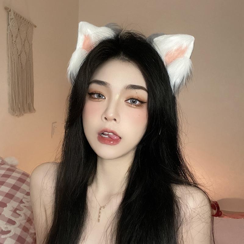 Cute Cat Fox Fur Ear Hair Hoops Night Hairband Headbands Hair Cat Ear Hair Band