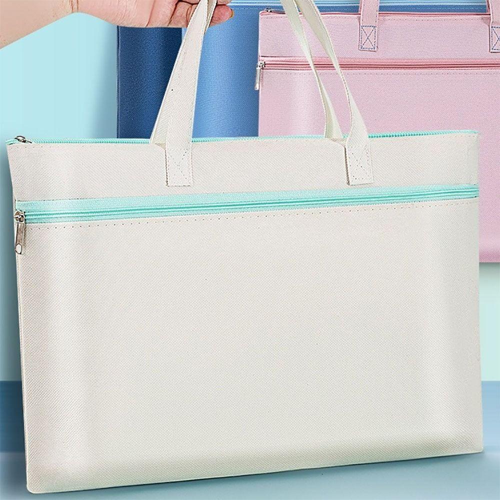 Zipper File Bag Large Capacity Briefcase A4 Envelope Folder School Office
