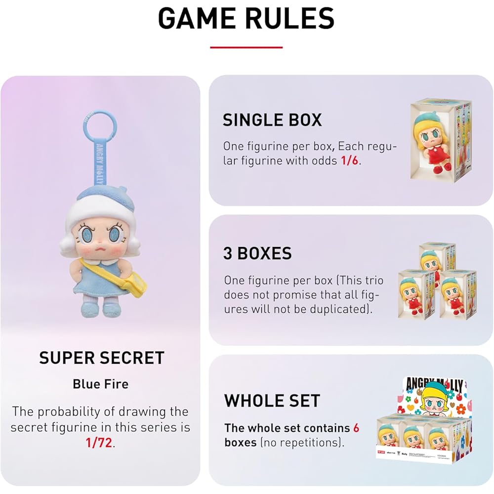 Pop Mart Подвеска-плюш Злая Молли Ассорти в коробке 6 штук Мягкая виниловая игрушка Коллекционная фигурка