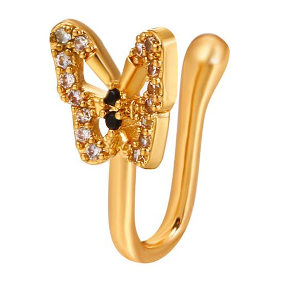 1 шт. Зажим для носа, деформируемый, безопасный, инкрустированный стразами, без пирсинга, U-образной формы, имитация кольца для носа, женское украшение