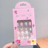 24Pcs Kids Fake Nail Kawaii Kids Fake Nail Art Stickers Set Creative DIY Nail Kit for Nail Decorations