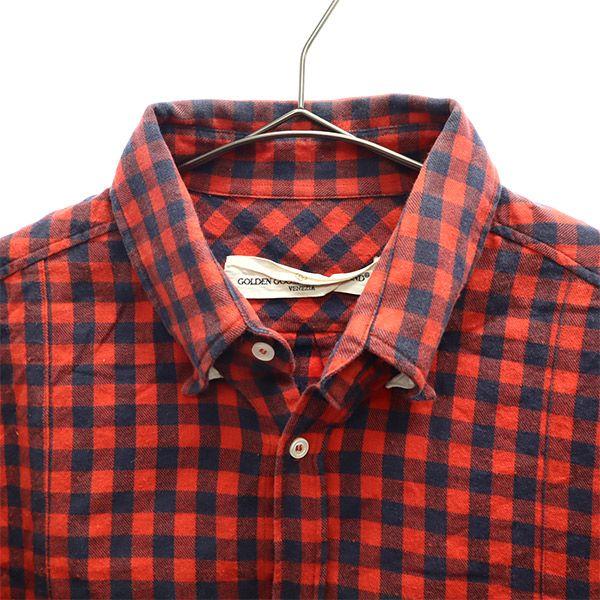 GOLDEN GOOSE DELUXE BRAVO Check Long Sleeve Shirt M Red X Black Men's Used