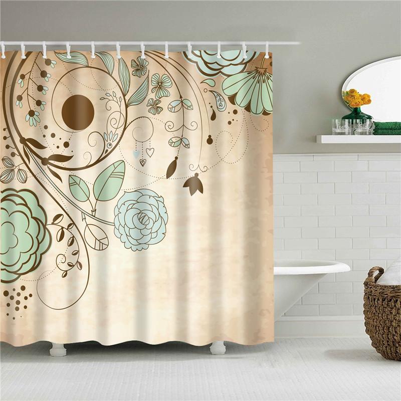 Chinese Style Flower Branch Landscape Shower Curtain 3D Printing Sunflower Bathroom Accessories Sets Waterproof Polyester Screen