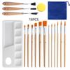 18pcs Artist Paint Brush,Palette Knife Set Sponge,Storage Bag - Assorted Shapes,Sizes for Oil Painting, Detailing, Creative Artwork - Durable