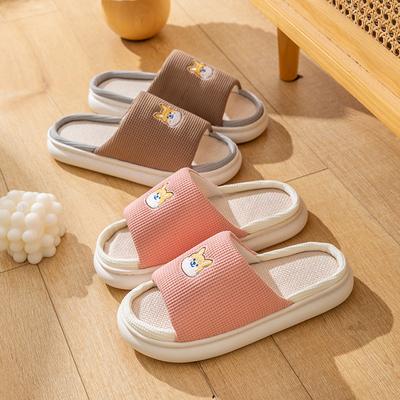 Льняные тапочки женские всесезонные домашние бесшумные влаговпитывающие износостойкие нескользящие весенне-осенние хлопково-льняные тапочки мужские