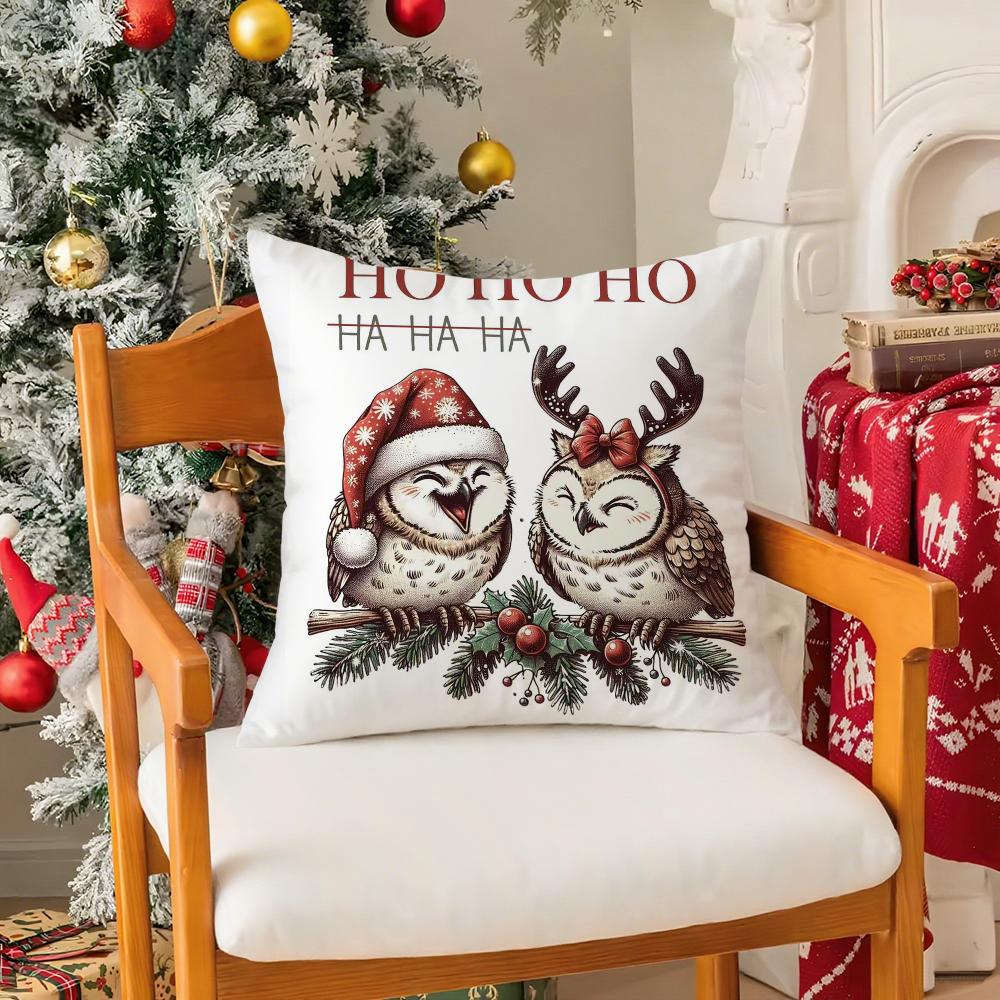 Рождественские животные Наволочка Шелковистый короткий плюш с невидимой молнией Пылезащитный чехол для диванной подушки для домашнего декора
