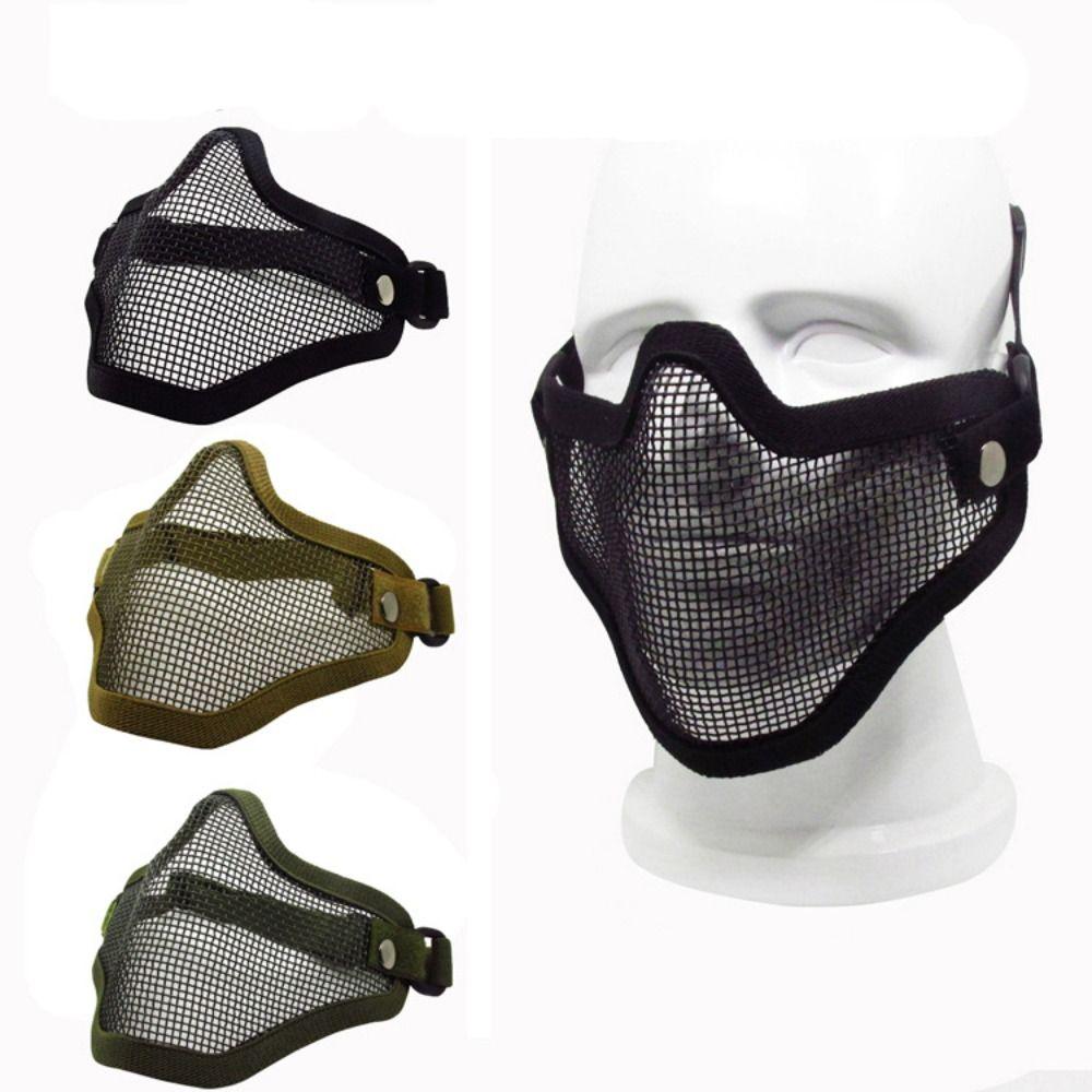 Adjustable Half Face Wire Mask Carbon Steel Steel Mesh Mask Metal Face Mask  Outdoor Sports