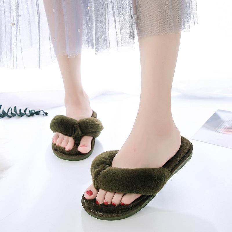 Slides Women 2024 Winter Female Flip Flop Fashion Plus Size Soft Furry Slippers Women Non Slip Indoor Floor Slides Zapatos Mujer