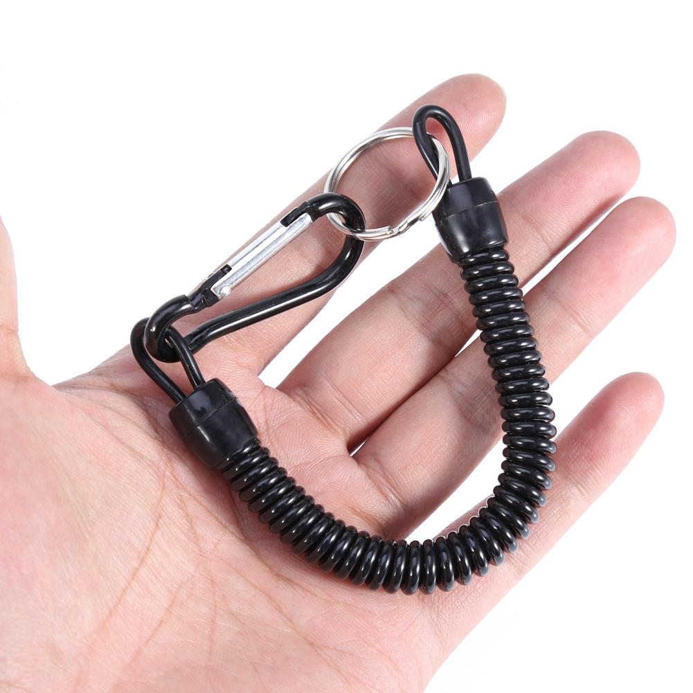 5Pcs Retractable Fishing Lanyards Boating Ropes With Buckle Tackle Secure Accessories Black