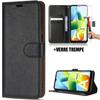 Coque De Protection Pour Xiaomi Redmi A1/A2 - E.F.CONNECTION - Effet Cuir Noir - Trempé - Portefeuille - 2 Verres Trempés