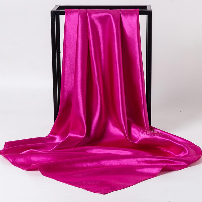 Элегантный квадратный шарф из атласного шелка для женщин - 90x90 см Монохромный аксессуар для весны и осени