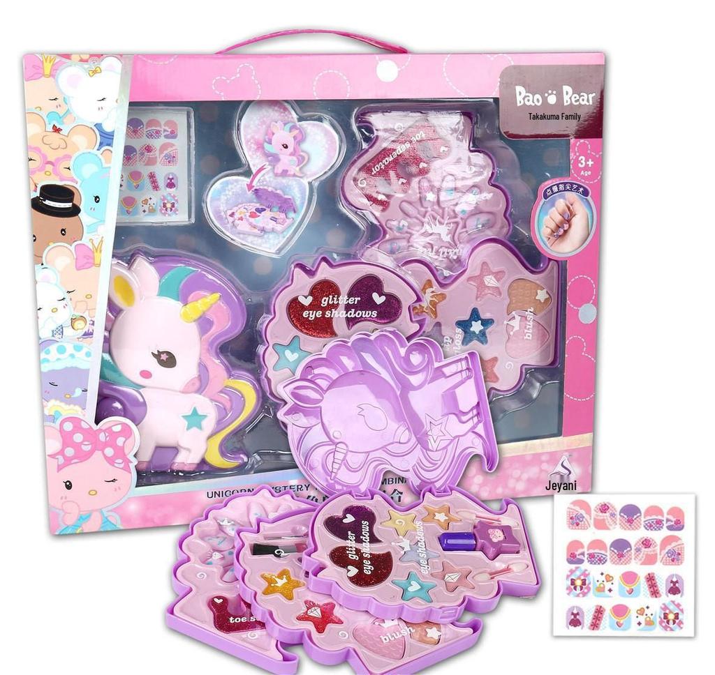 Детский набор для макияжа: Лак для ногтей, помада, тени для век для сцены и ролевых игр