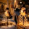 Weather Resistant Garden Decor Solar Snowman Light with Flowing Snowflakes, LED Christmas Waterfall Holiday Patio Ornaments Lighting Star Weatherproof