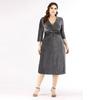 Plus Size Women's V Neck Mid Sleeve Fashion Slimming Dress