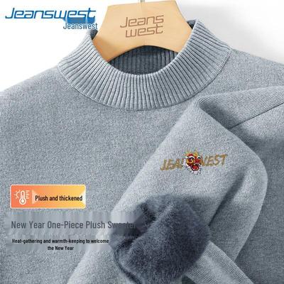 Мужской вязаный свитер Jeanswest с флисовой подкладкой и полувысоким воротником