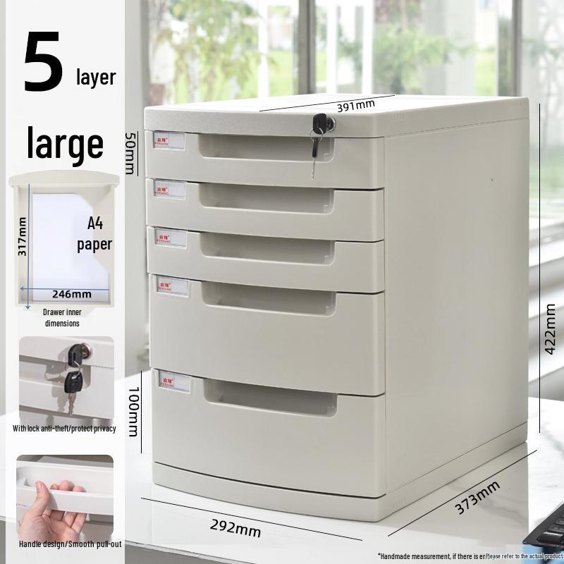 Lockable Multi-Layer A4 File Cabinet Drawer - Plastic Office Storage Box