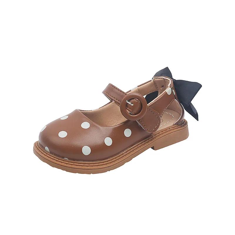 Spring Summer Cut-outs Toddler Girl Shoes Princess Mary Janes Sweet and Cute Polka Dot Student Sandals for Girls Bow H01113