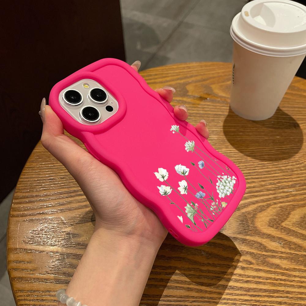 Чехлы для телефонов N93 Peony Macaron Wavy Edge для iPhone 16 Pro Max Samsung S24 Plus S23 Ultra A35 A55 A05s Xiaomi Redmi Note 13 Honor Противоударный чехол