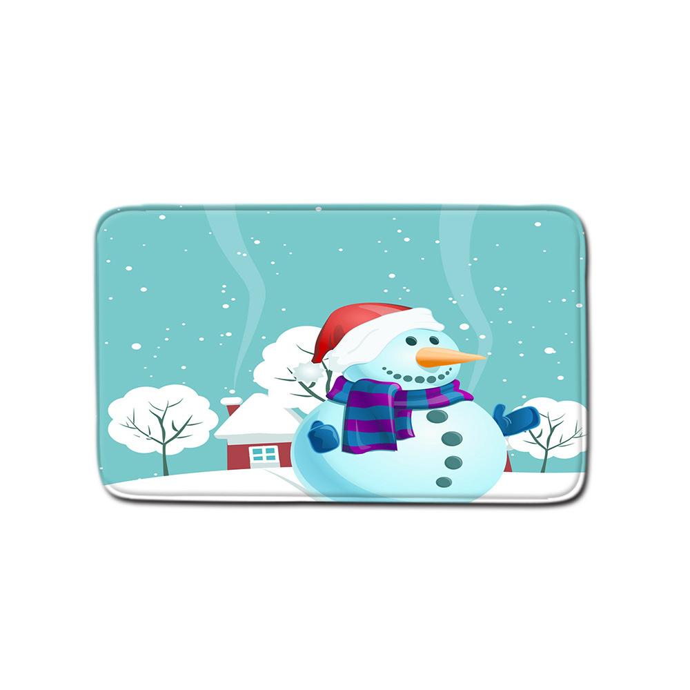 Christmas Shower Curtain Floor Mat Combination Four-Piece Bathroom Non-Slip Door Mat Foot Mat Bedroom Living Room Carpet