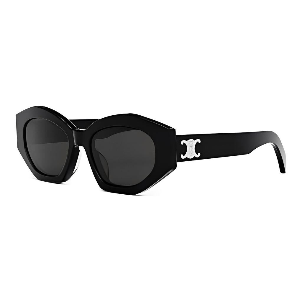 CELINE Diagonal Sunglasses Shiny Black/Smoke Unisex Eyewear CL40238U-01A