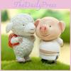 Resin Cartoon Pig And Lamb Ornament With Diy Landscape For Bedroom Or Desk