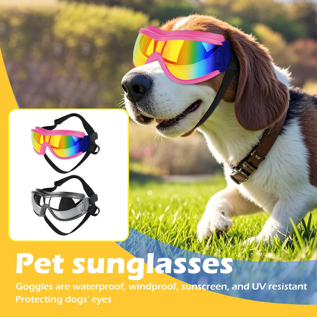Солнцезащитные очки для собак среднего и большого размера, УФ-прозрачные очки, ветрозащитные, противопылевые, снегозащитные очки для домашних животных с резинкой