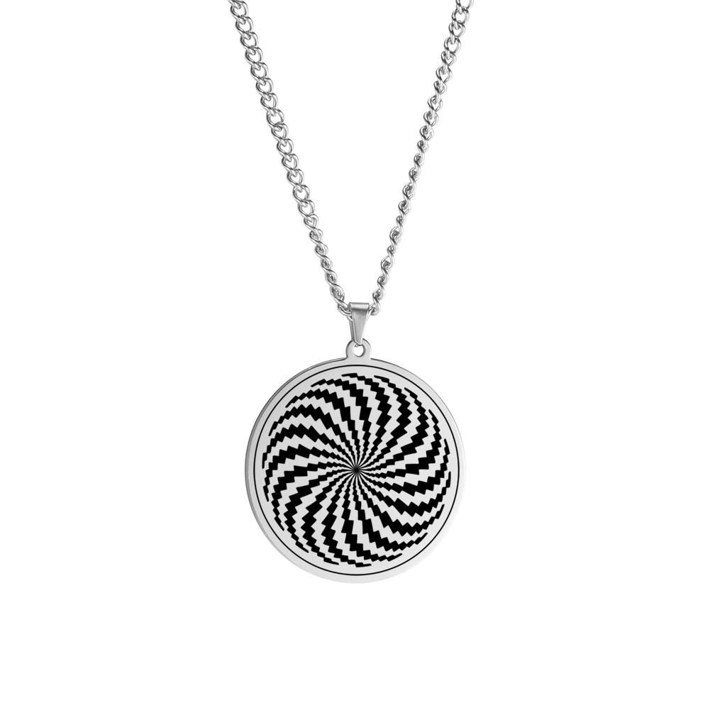 Dawapara The Illusion of Amulet Pendant Necklace Geometric Hypnosis Talisman Stainless Steel Jewelry Gift for Men Women