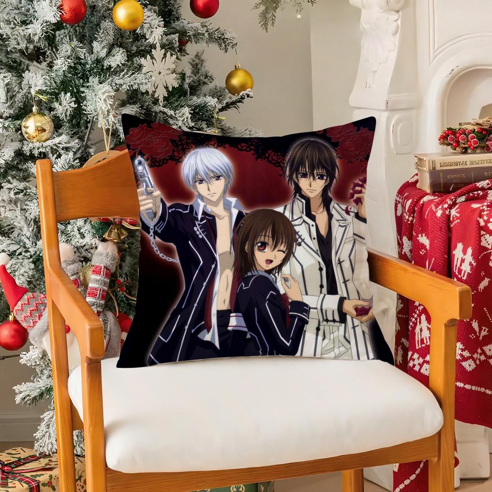 Classic Comic Cartoon VVampire Knight Pillow Case Silky Short Plush With Invisible Zipper Dustproof Sofa Cushion Cover