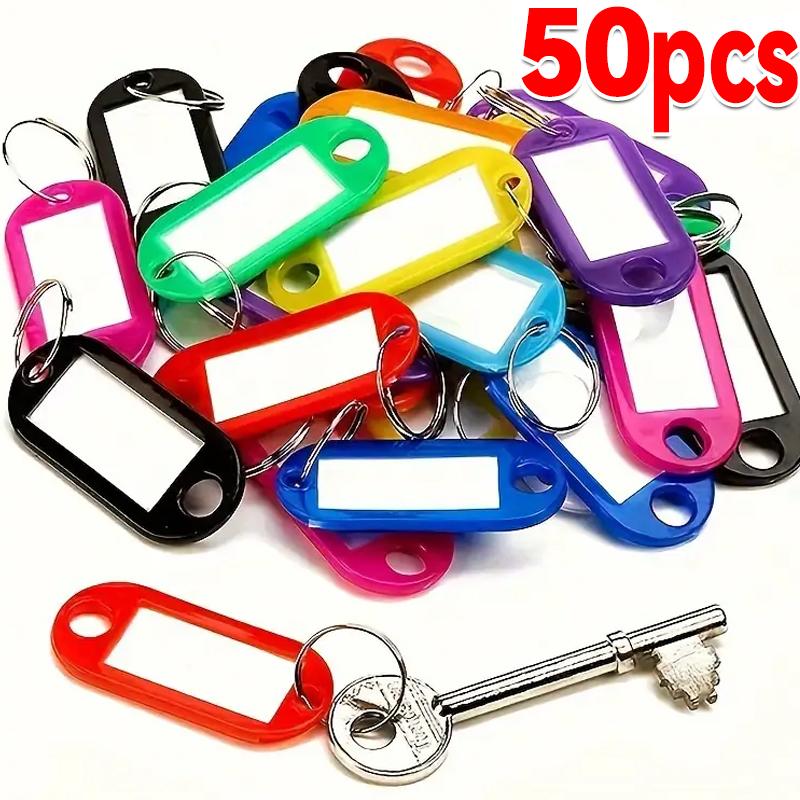 5-50Pcs Multicolor Keychain Key ID Label Tags Luggage ID Tags Hotel Number Classification Card Key Rings Keychain random colors