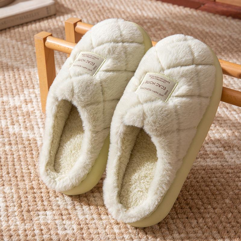 Cotton Slippers 2025 Winter New Velvet Warm Non-slip Household Home Thick Bottom Outer Wear Couple Cotton Mop