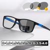 Vintage Photochromic Myopia Glasses for Men Women Outdoor Near Sight Sports Eyeglasses Ladies Square Color Chaning Eyewear