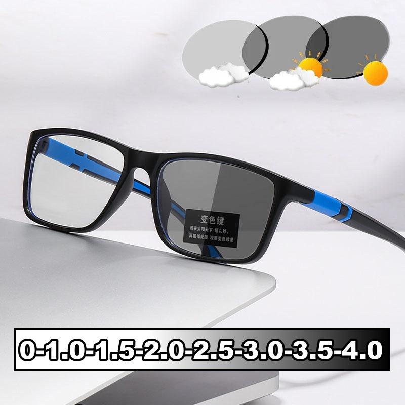 Винтажные фотохромные очки для близорукости для мужчин и женщин, спортивные очки для близорукости на открытом воздухе, женские квадратные очки с изменяемым цветом
