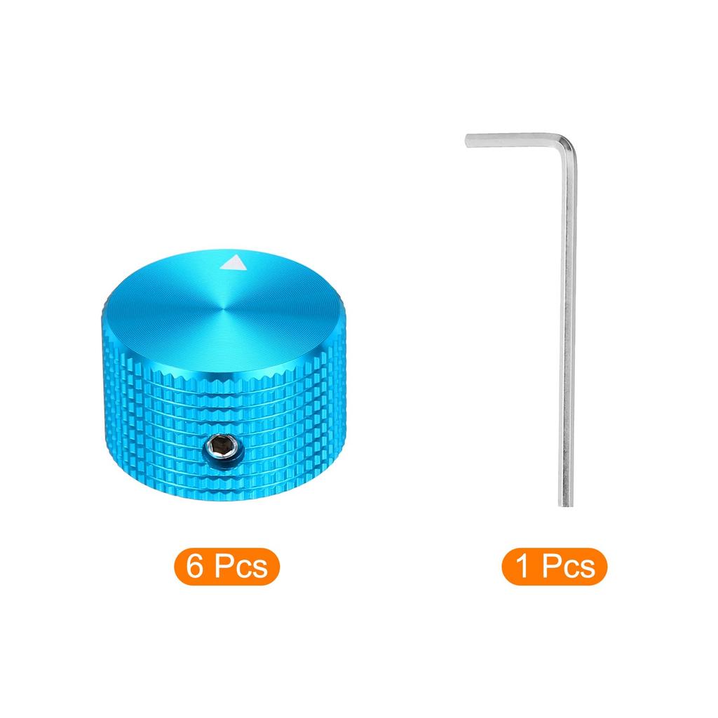 Uxcell Aluminum Potentiometer Universal Volume Tone Control Knob for and Blue 6-Piece Knob, 1/4" (6mm) Guitar, Bass, 5/8" Grid,
