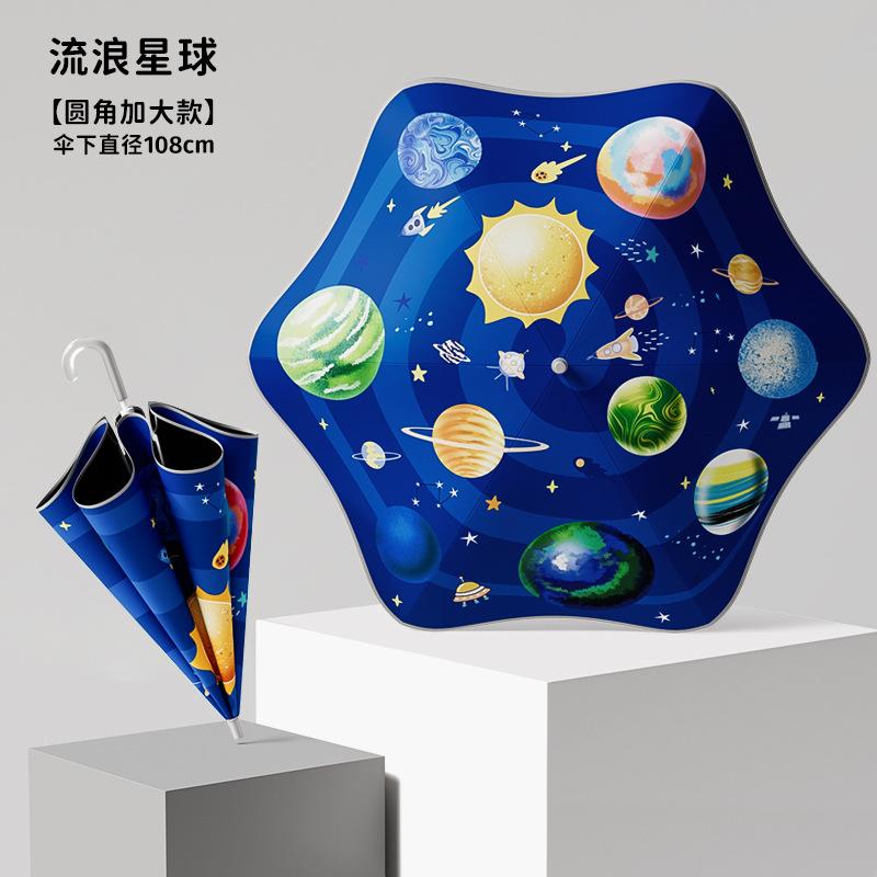 New Tall Children's Special Umbrella Rounded Corner Roller Oversized Primary School Students Anti-puncture Children Vinyl Clear