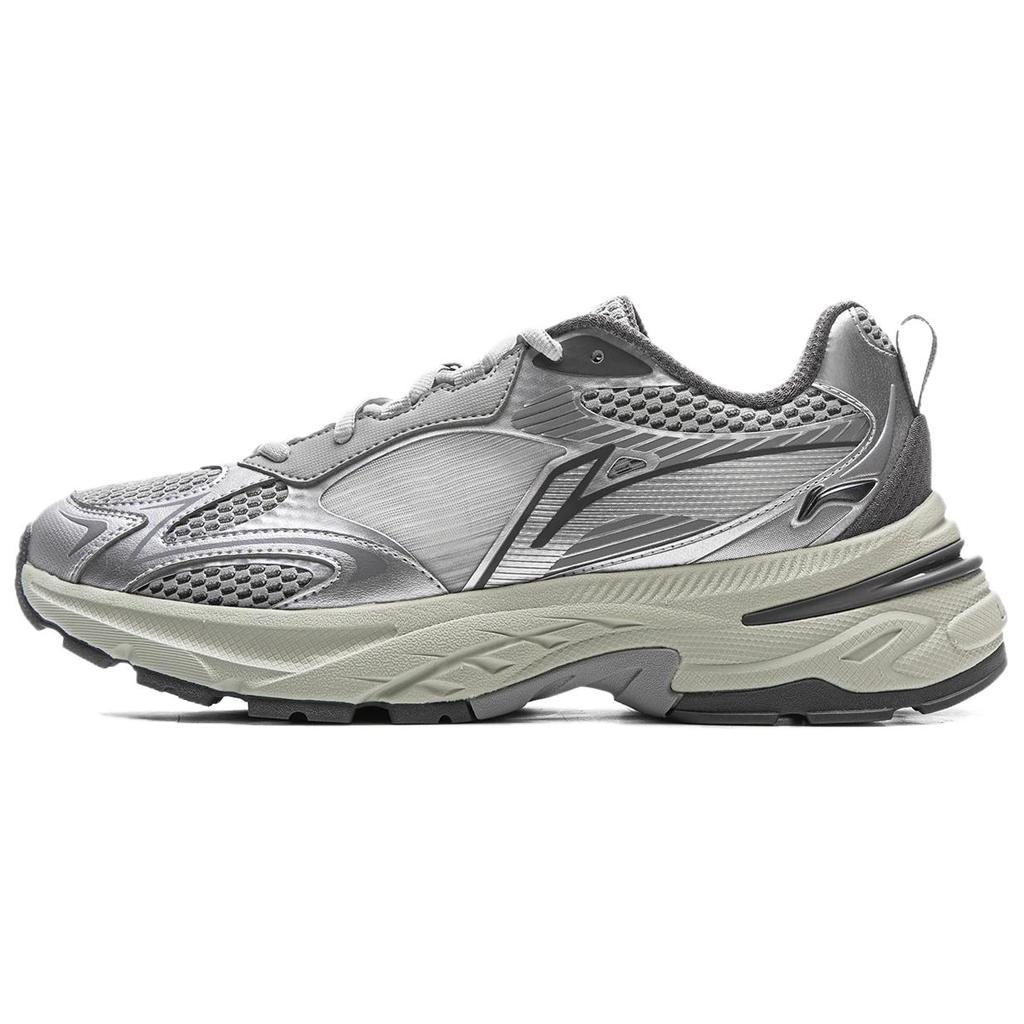 Li Ning Амортизирующие Скользкие Устойчивые к истиранию Дышащие Упругие Низкие Повседневные Кроссовки Мужские Серебристо-серые AGCV275-2