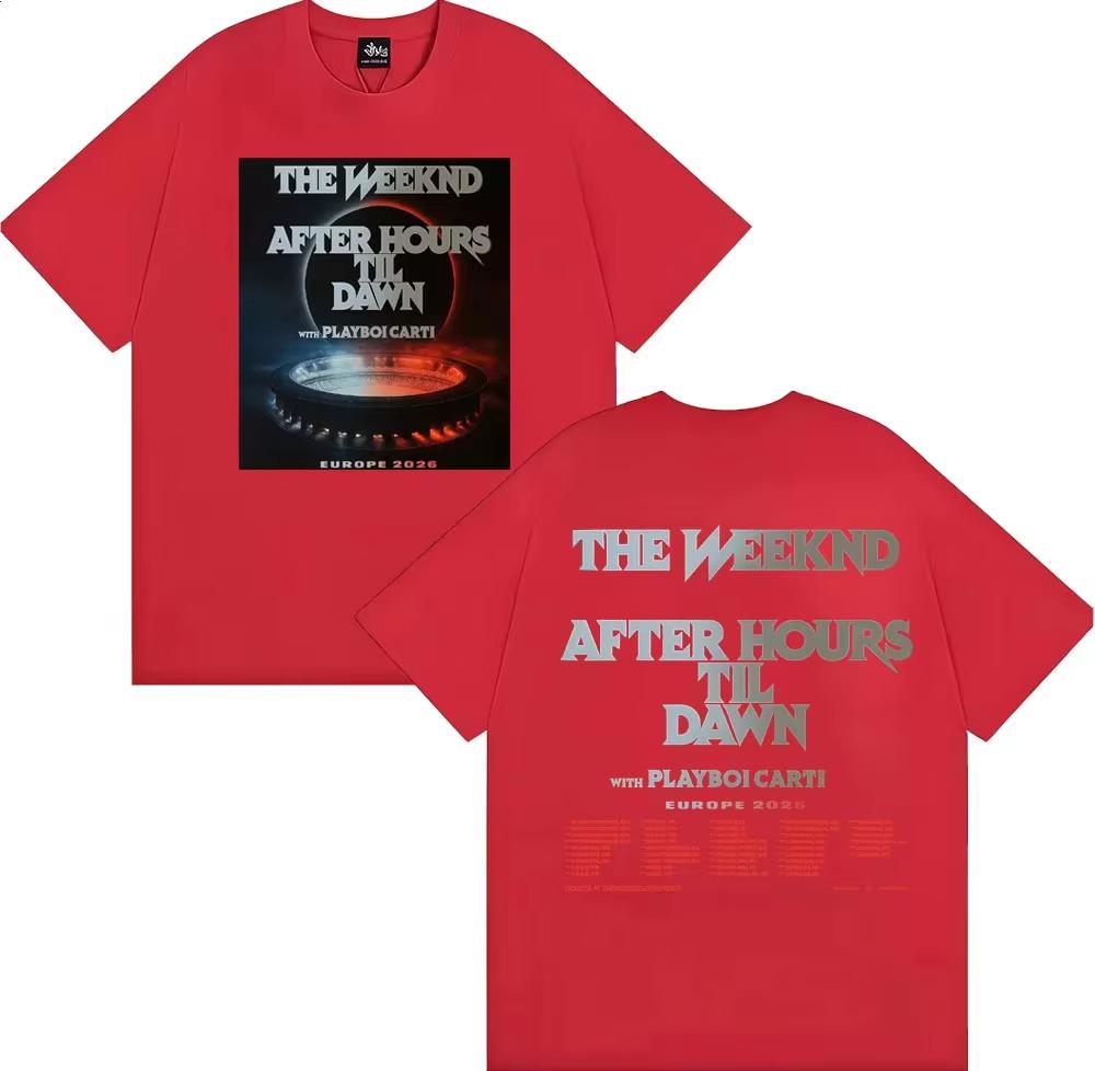 The Weeknd After Hours Til Dawn с Playboi Carti Европа 2026 Даты Футболки Унисекс Женские Повседневные Хлопковые Футболки с Коротким Рукавом