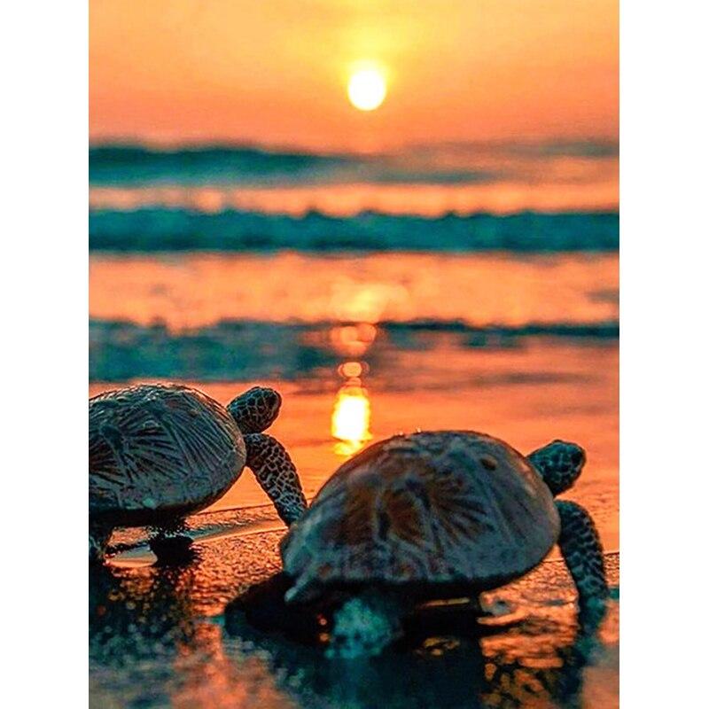 Новый 5D DIY алмазная живопись морская черепаха Алмазная вышивка вид на море вышивка крестиком полная круглая дрель домашний декор ручной подарок