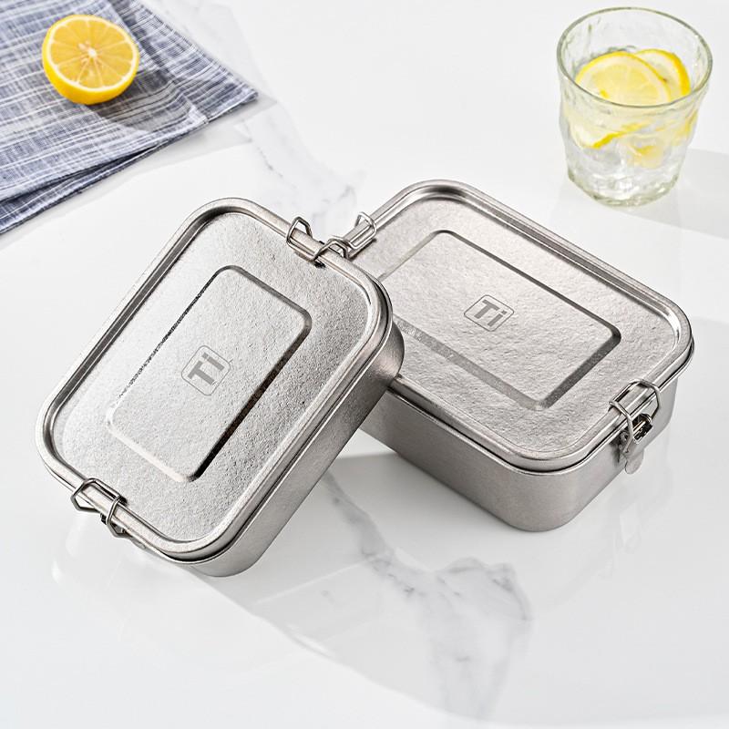 Pure Titanium Lunch Box Adults Portable Leakproof Food Container Microwave Safe Single Compartment