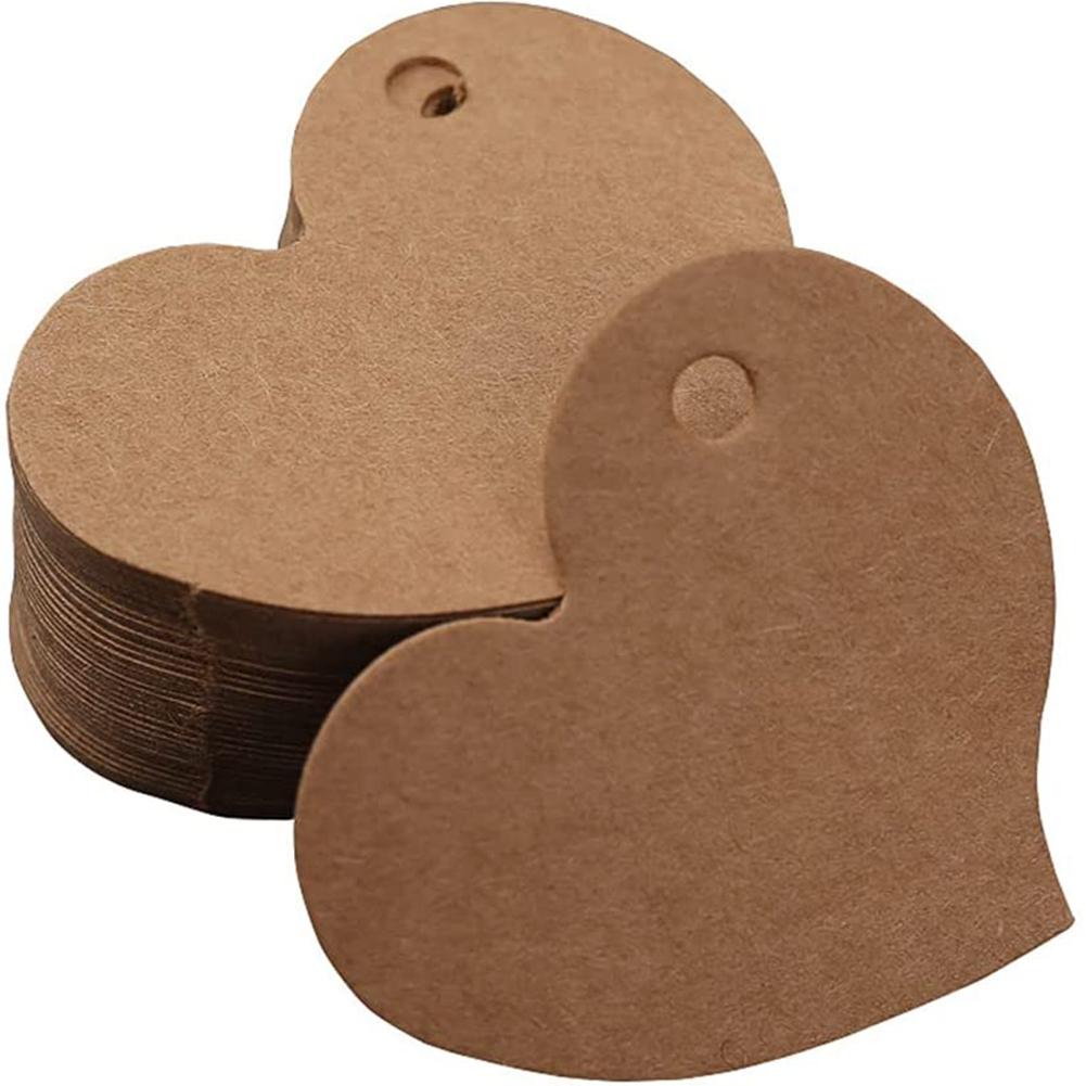 100 шт. Бирки из крафт-бумаги в форме любви, универсальные пустые бирки своими руками с джутовым шпагатом 10 м для багажа, свадьбы, дня рождения, Рождества, заметок