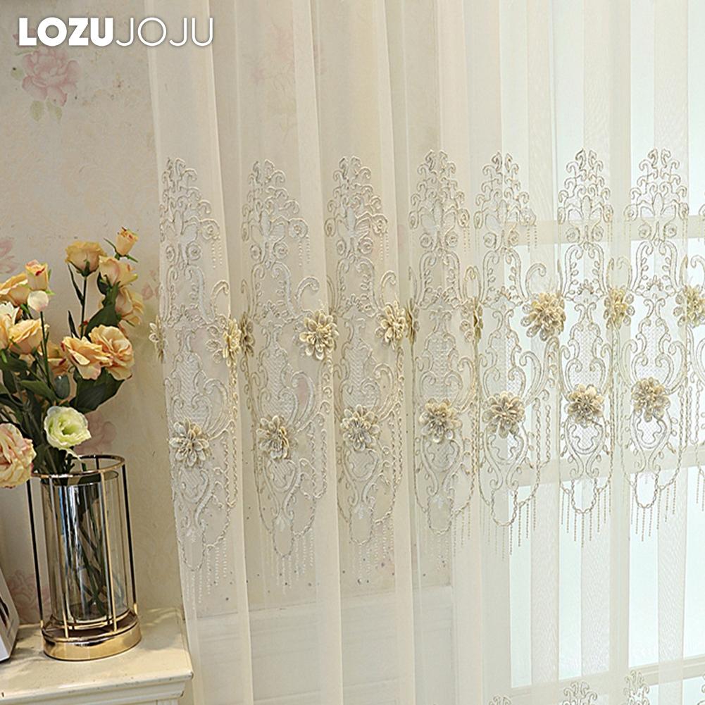 1 шт. LOZUJOJU Элегантная европейская вышитая трехмерная прозрачная штора высотой 260 см, тюль для гостиной, спальни, украшения окон, домашнего декора