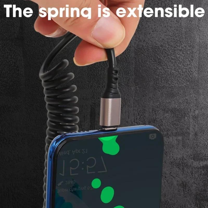 6A USB Type C кабель для быстрой зарядки USB\Type-C на Type-C Carplay пружинный кабель для iPhone 12 13 14 Xiaomi Samsung Huawei кабель для передачи данных