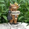 Resin Highland Cow Solar Garden Statue With Welcome Sign & Sunflower Solar Lantern Outdoor Yard Lawn Decor Ornament
