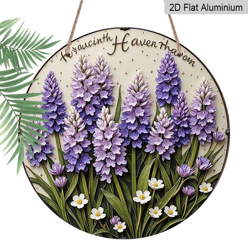 2D Flat Aluminum Hyacinth Floral-Themed Wall Decor 7.87 Inches X 7.87 Inches Rustic Style Perfect for Gardens, Farmhouses, Bars, Cafes, Parties