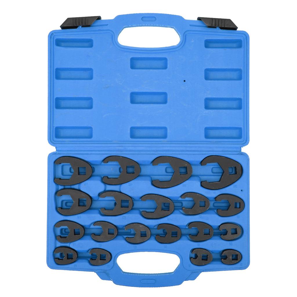 Crow's Foot Wrench Crowfoot Spanner Crow's Foot Wrench Metric Set 8‑32mm/0.3‑1.3in Cr‑Mo Steel with Toolbox Handtool