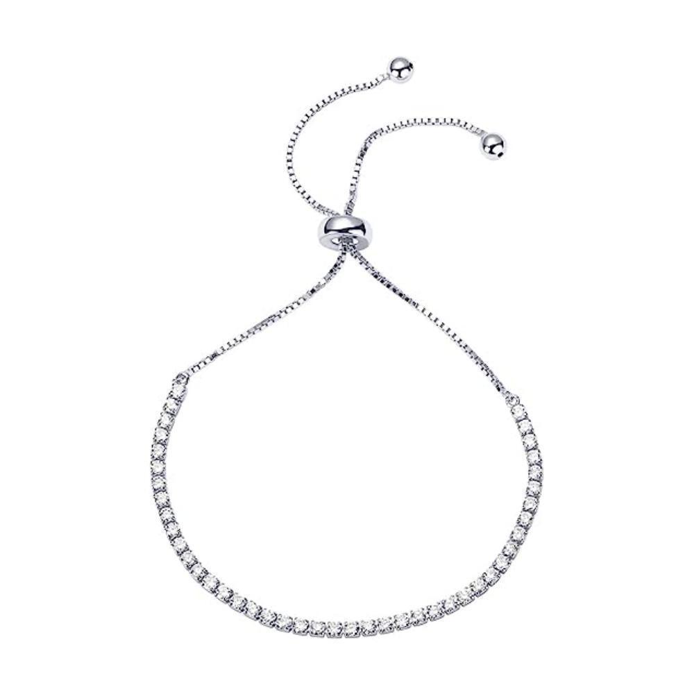 Элегантный регулируемый браслет-цепочка со стразами и микро-инкрустированными кристаллами