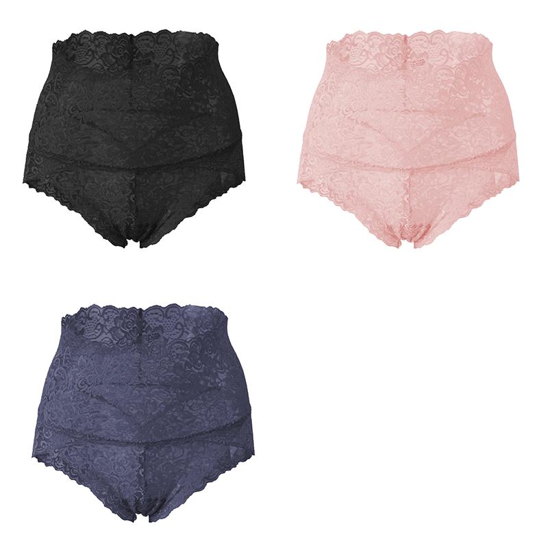 3PCS Ladies Sexy Mesh Panties High-waist Seamless Lace Underwear Briefs Women Knickers Transparent Lingerie