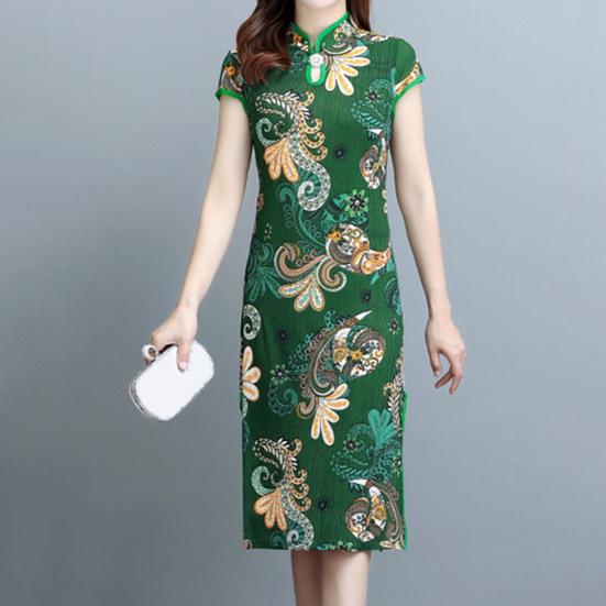 Леди Cheongsam в китайском стиле, винтажный воротник-стойка с высоким разрезом, летнее Ципао для сценического шоу
