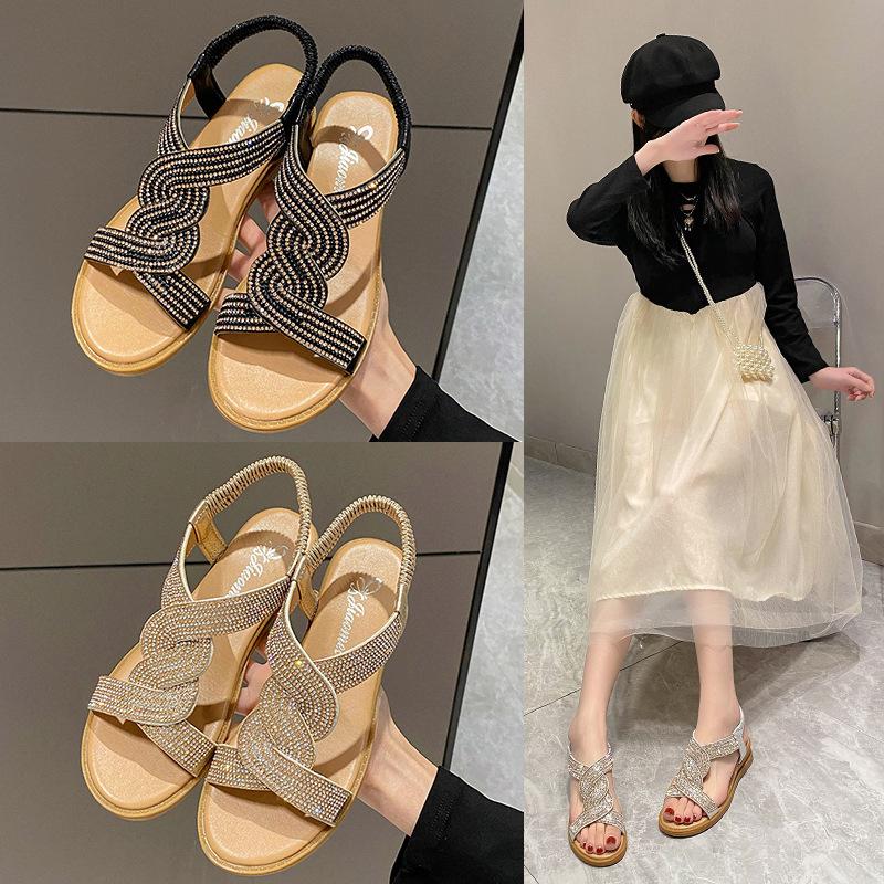 Большие сандалии-клинья для женщин на лето 2025 года Новые уличные сандалии Женская обувь Большой размер Обувь на платформе